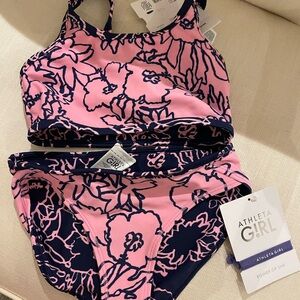 Reversible Pink and Navy Floral Bikini Bottoms “Dream out Loud”. Athleta